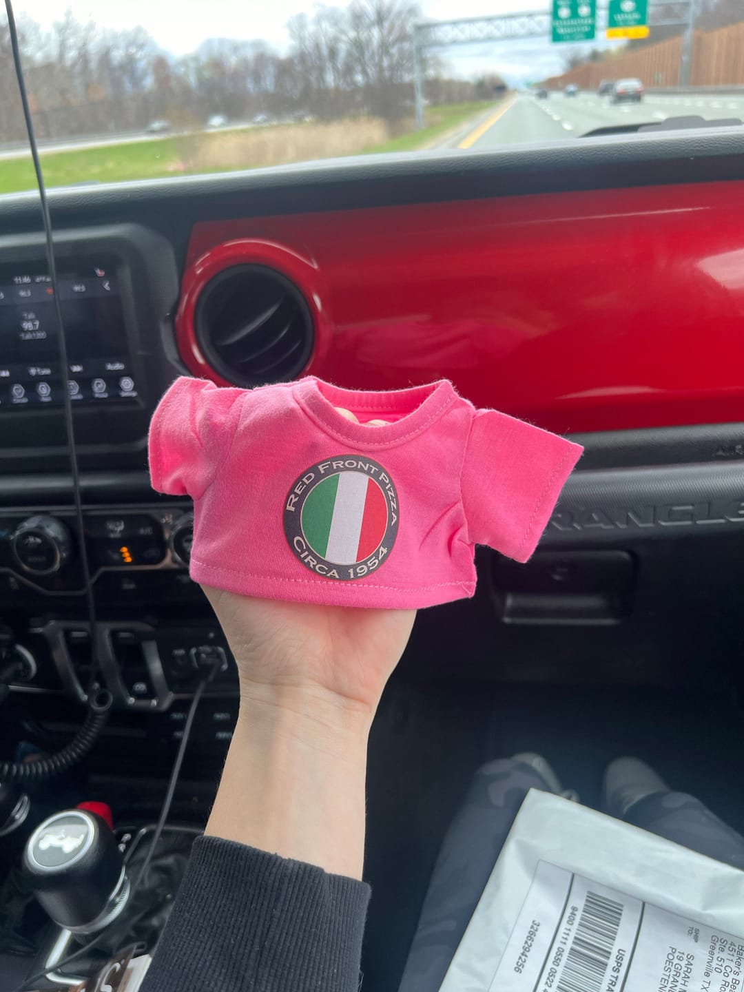 Customer photo review of CUSTOM Stuffed Animal T-SHIRT, Fits 8 Inch Stuffed Animals, Personalized Photo and Text Shirt