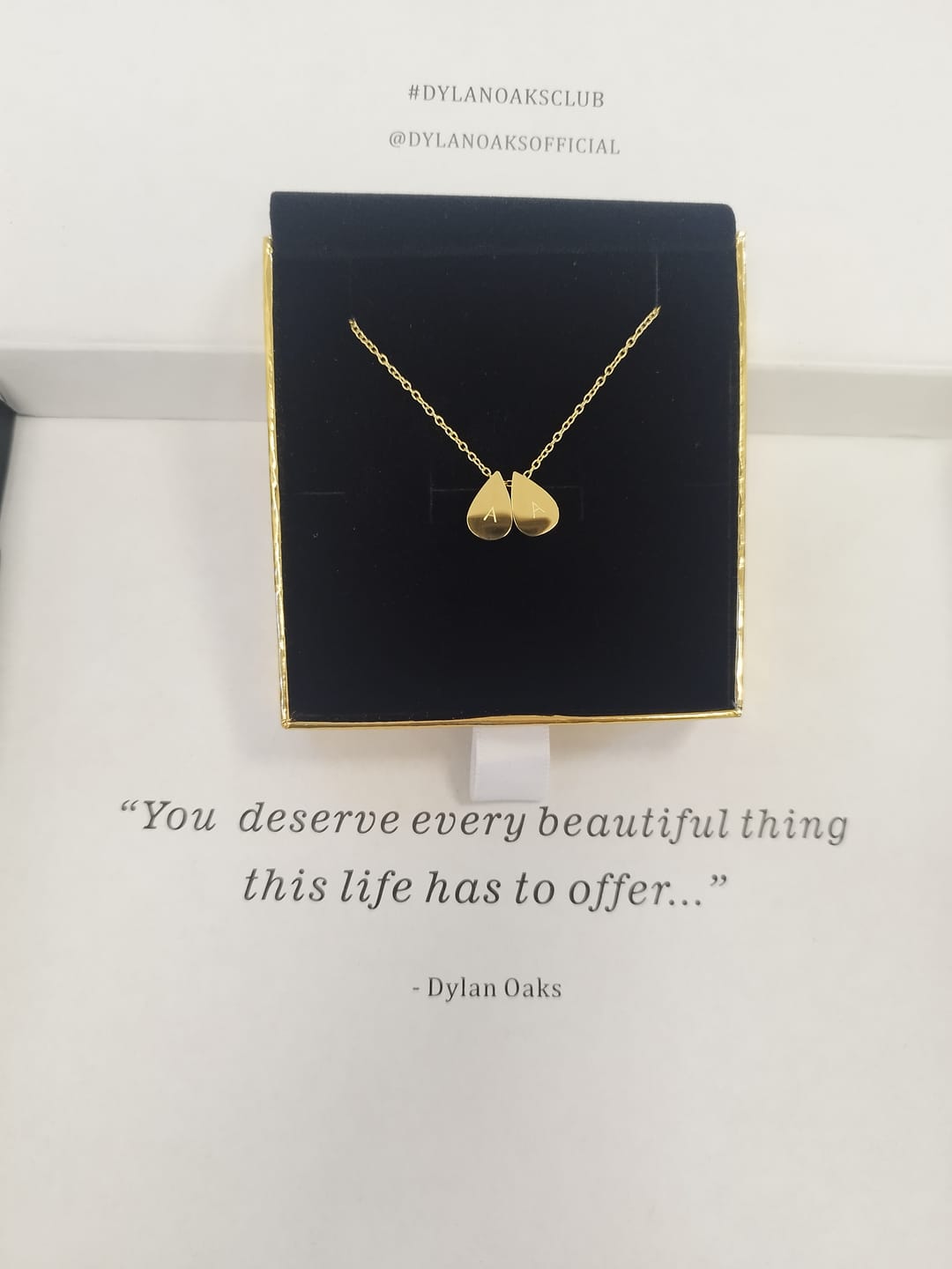 Customer photo review of Teardrop Double Bead Necklace in Gold
