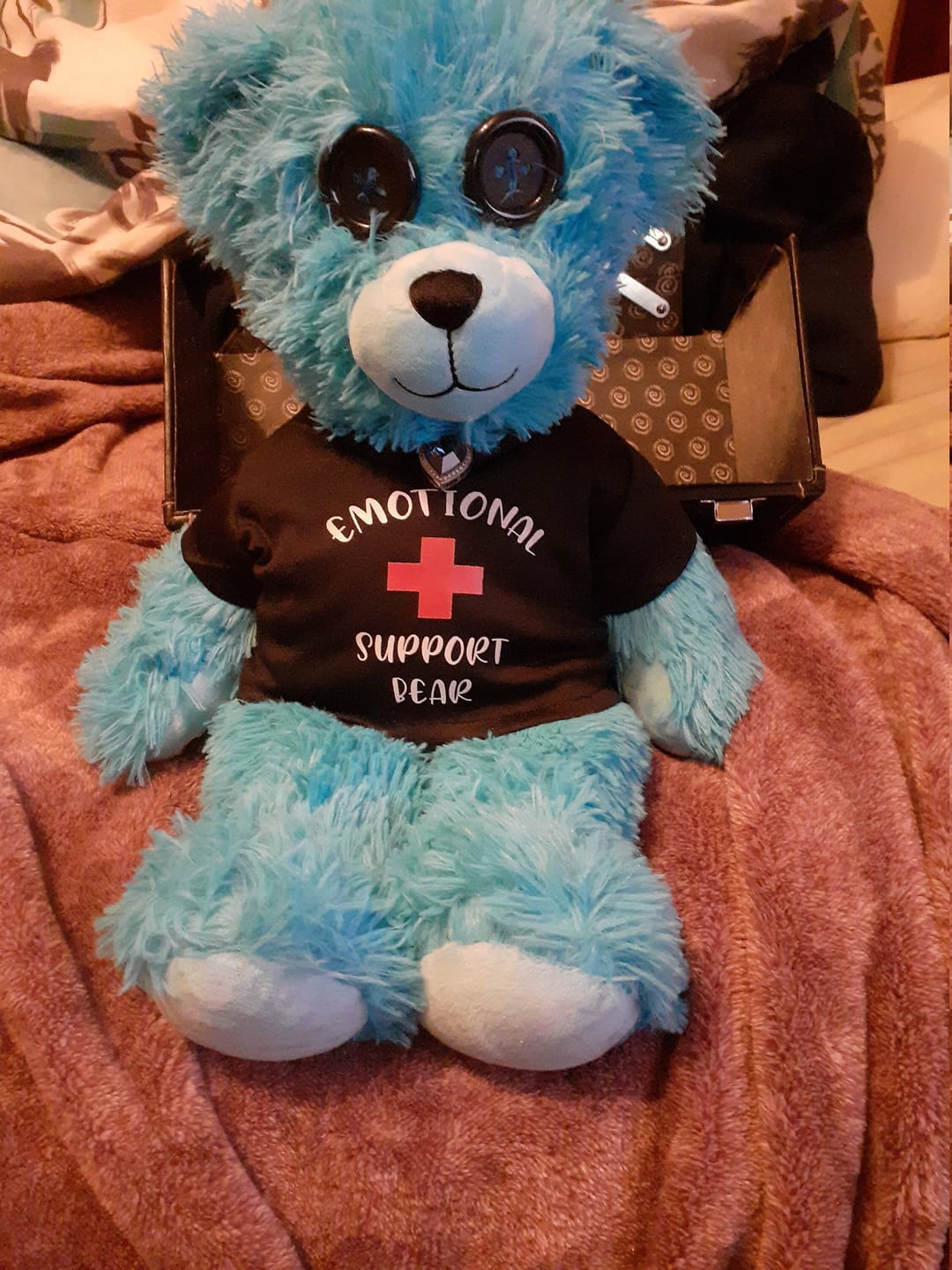 Customer photo review of EMOTIONAL SUPPORT Bear T-Shirt | Fits BAB & 14 to 16 Inch Stuffed Animals | Teddy Bear Outfit | Plushie Clothing
