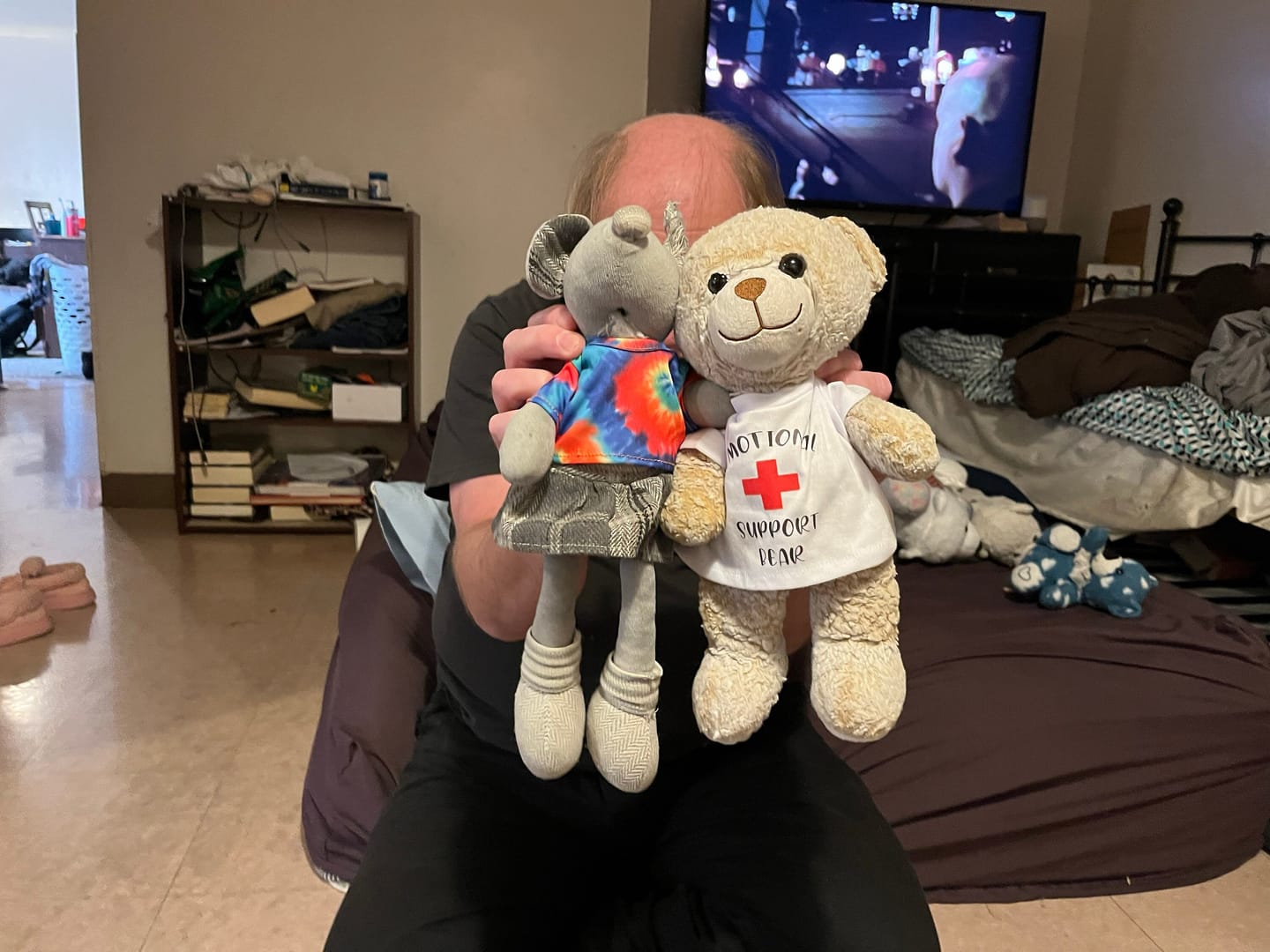 Customer photo review of EMOTIONAL SUPPORT Bear T-Shirt | Fits BAB & 14 to 16 Inch Stuffed Animals | Teddy Bear Outfit | Plushie Clothing