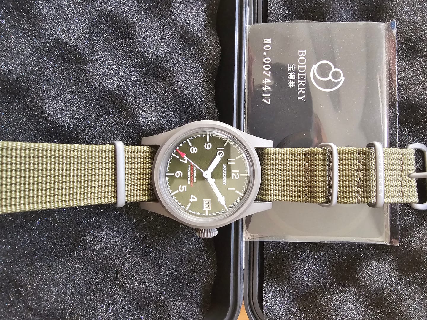 Customer photo review of LANDMASTER - 100M Waterproof Titanium Automatic Field Watch | Green