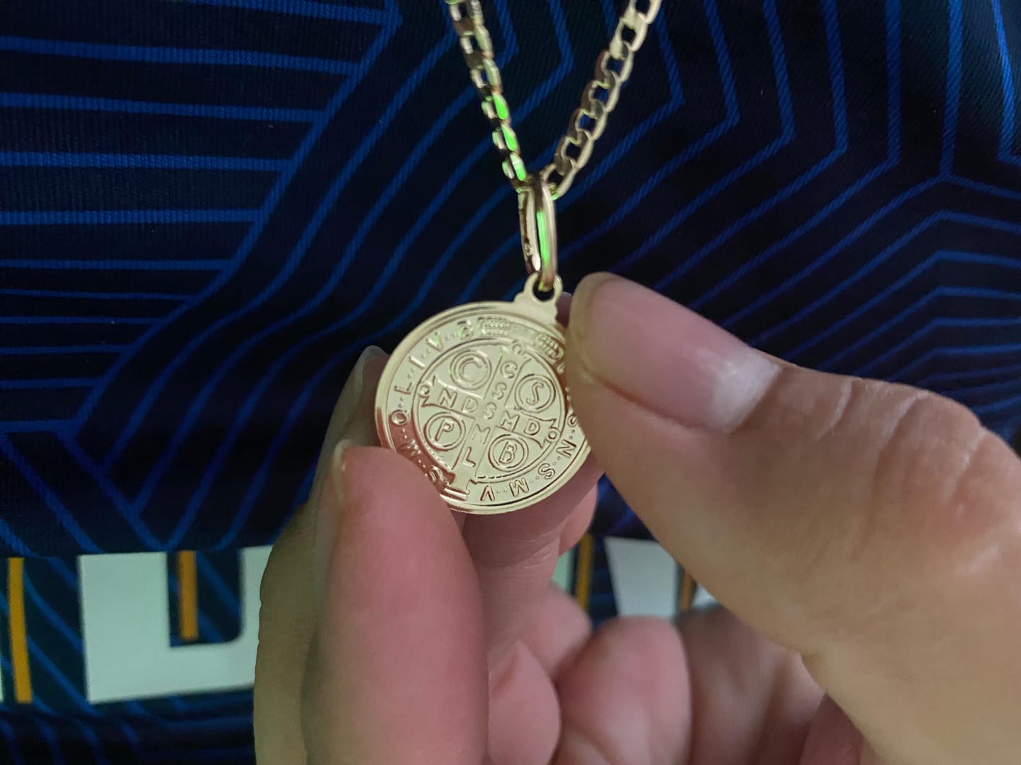 Customer photo review of Cadena Eslabón Plano en Oro laminado 18k Para Caballero