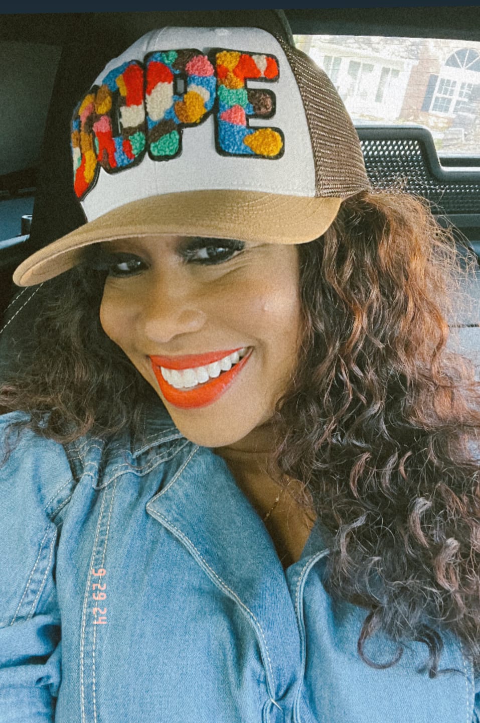 Customer photo review of Chenille Dope Patched Mid-Pro Snapback Trucker Cap