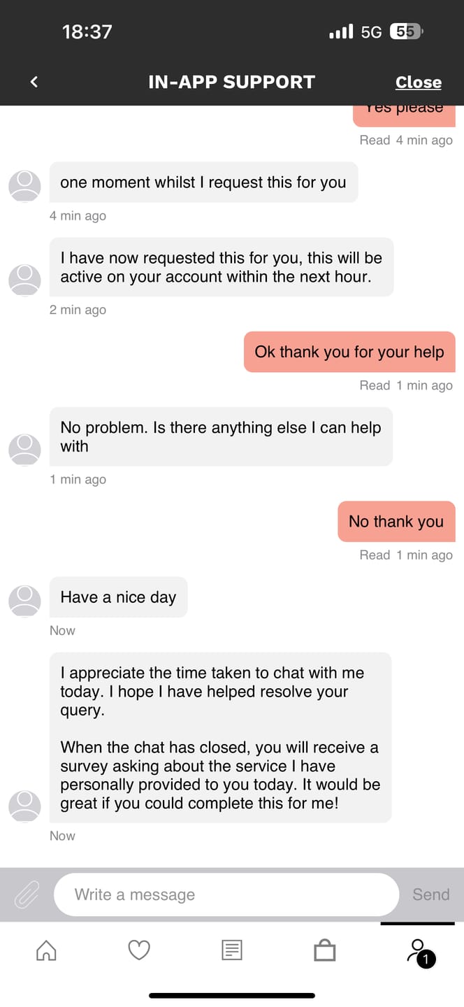 Customer photo review of Hygiene plan subscription (NO FEE)