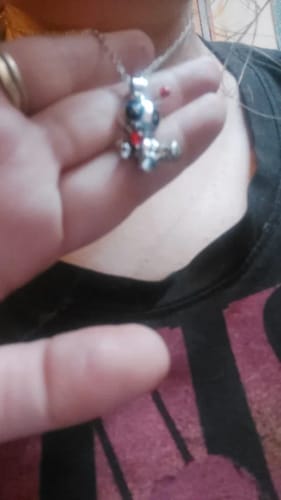 Customer photo review of Voodoo Doll Earrings & Necklace Set