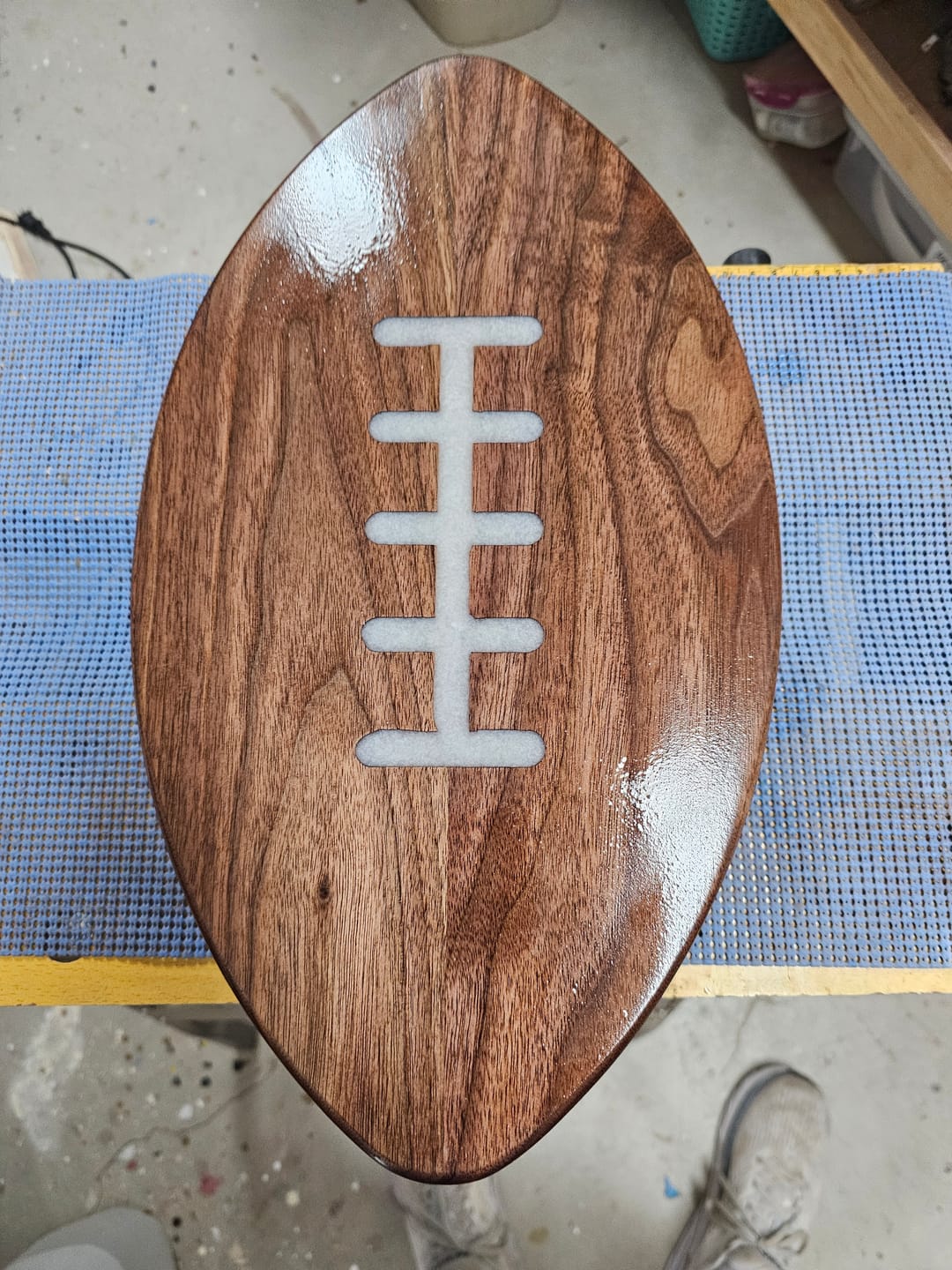 Customer photo review of 16.25x9" Football With Lace Inlay Acrylic Router Template