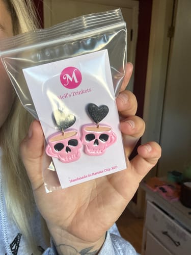 Customer photo review of Skull Coffee Dangles