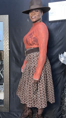 Customer photo review of Geometric Long Skirt