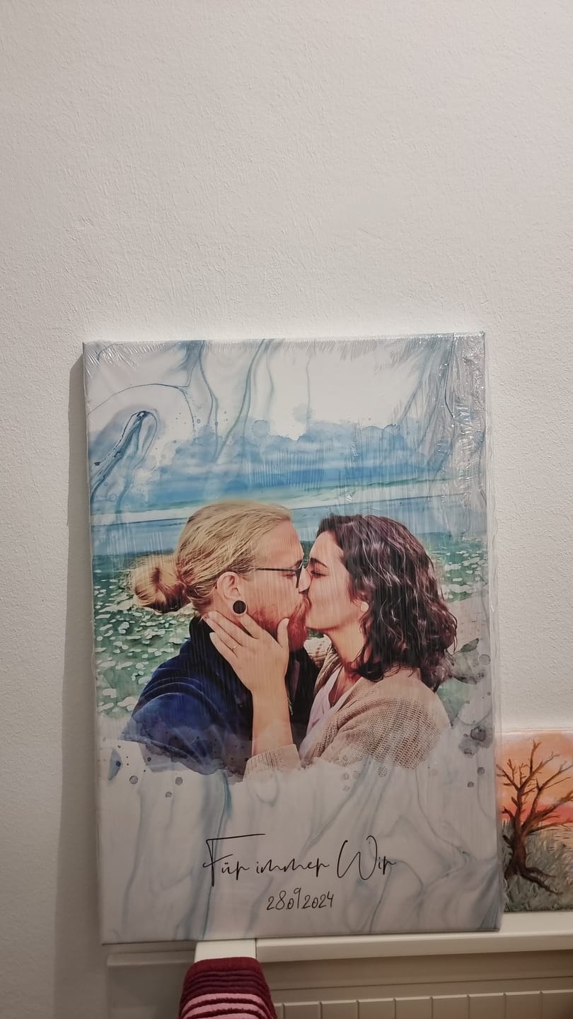 Customer photo review of Dein Hochzeitsfoto als Aquarell Poster | Geschenk zur Hochzeit