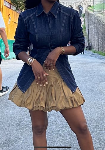 Customer photo review of Elastic Waist Mini A-Line Skirt
