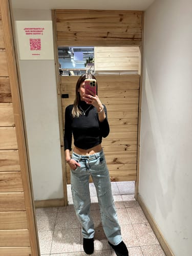 Customer photo review of Pants Corte Diagonal Light  Blue
