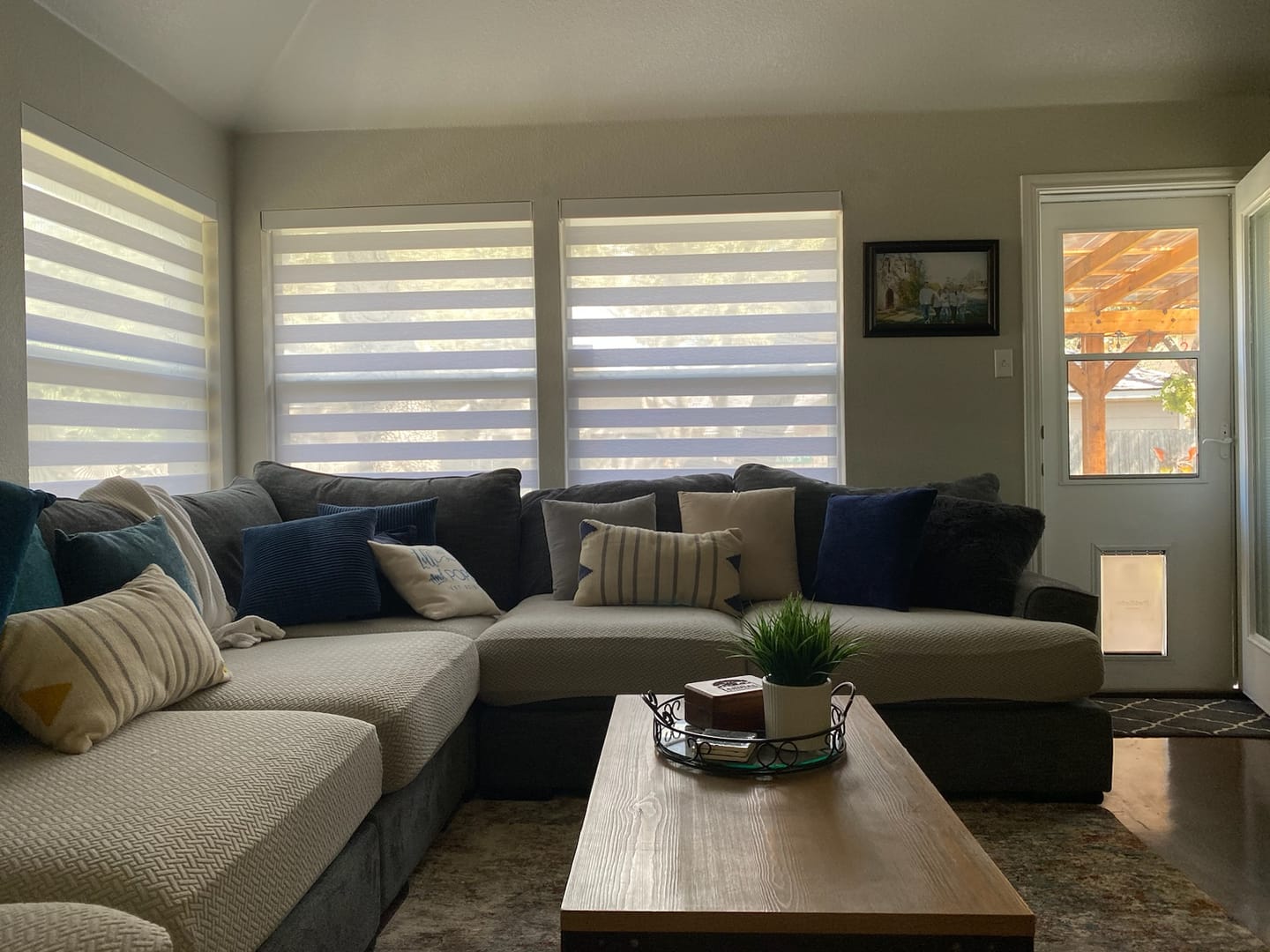 Customer photo review of SmartWings Motorized Zebra Shades 60% Blackout Translucent 75mm Eloise