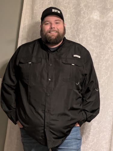 Customer photo review of Men’s Fourche Mountain Long Sleeve River Guide Fishing Shirt