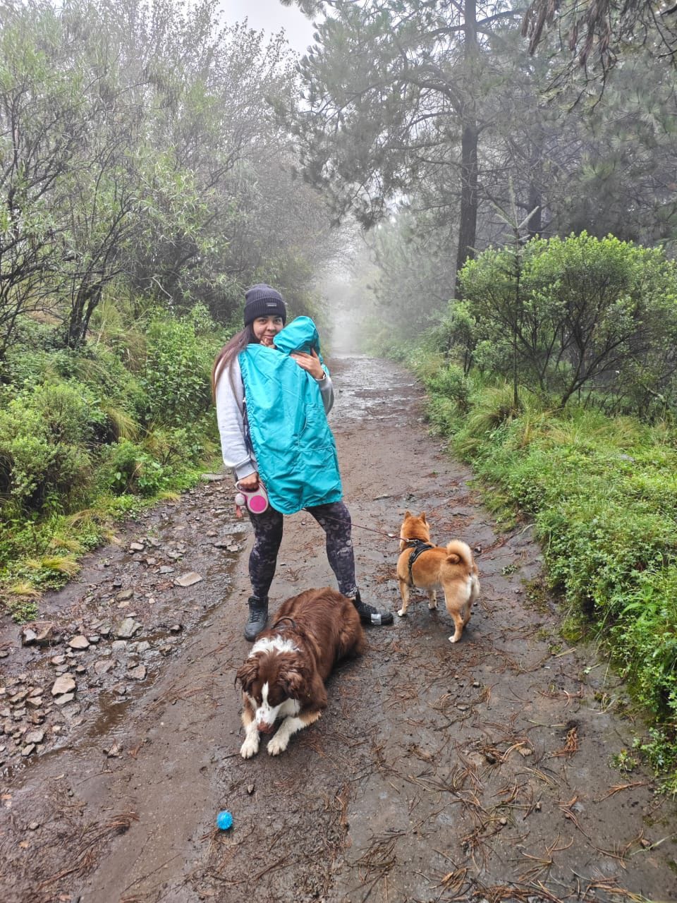 Customer photo review of Cobija IMPERMEABLE manos libres •CORAZONES AQUA•