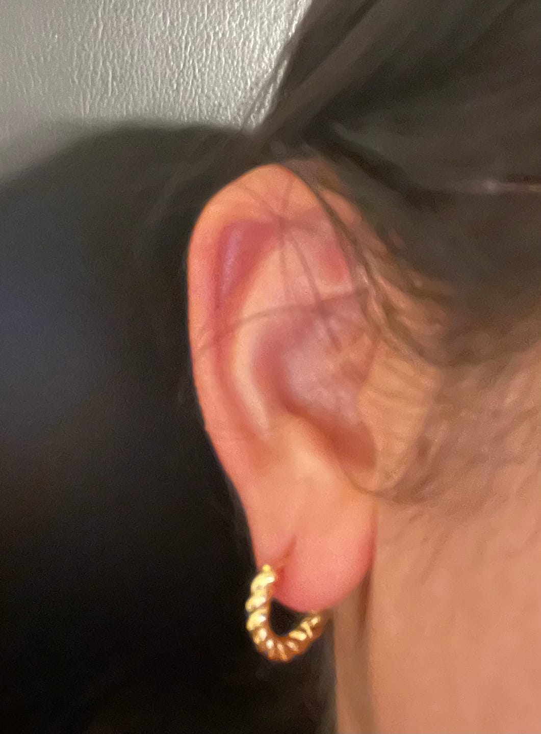 Customer photo review of Layla Gold Twist Earrings