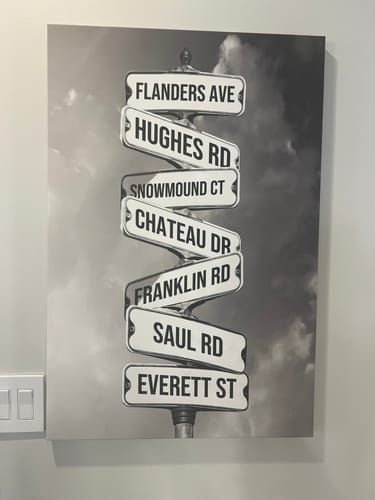 Customer photo review of NAMES ONLY STREET SIGN by Cstm Canvas
