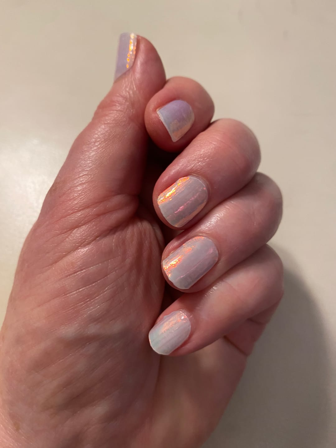 Customer photo review of Aqua Pink (Pearlescent) DIY Semicured Gel Nail Sticker Kit