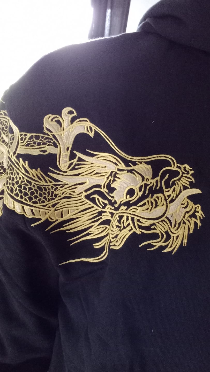 Customer photo review of Double Flying Dragons Embroidery Hoodie