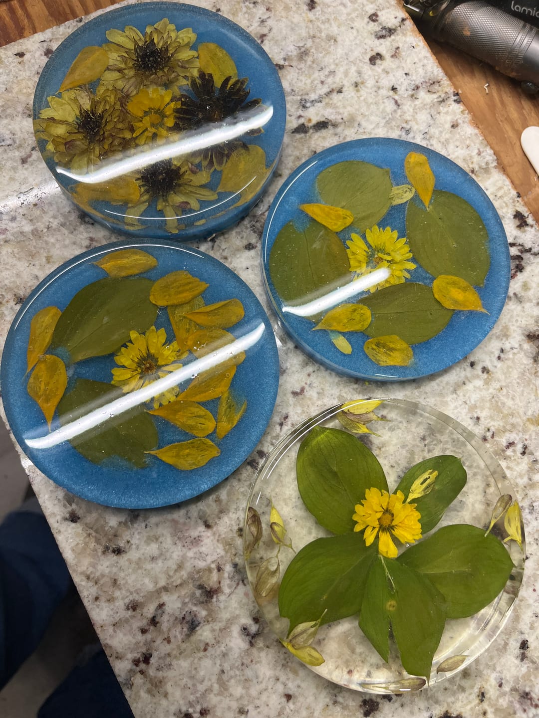 Customer photo review of 4.5x1" Thick 4 Coaster Silicone Mold - Round