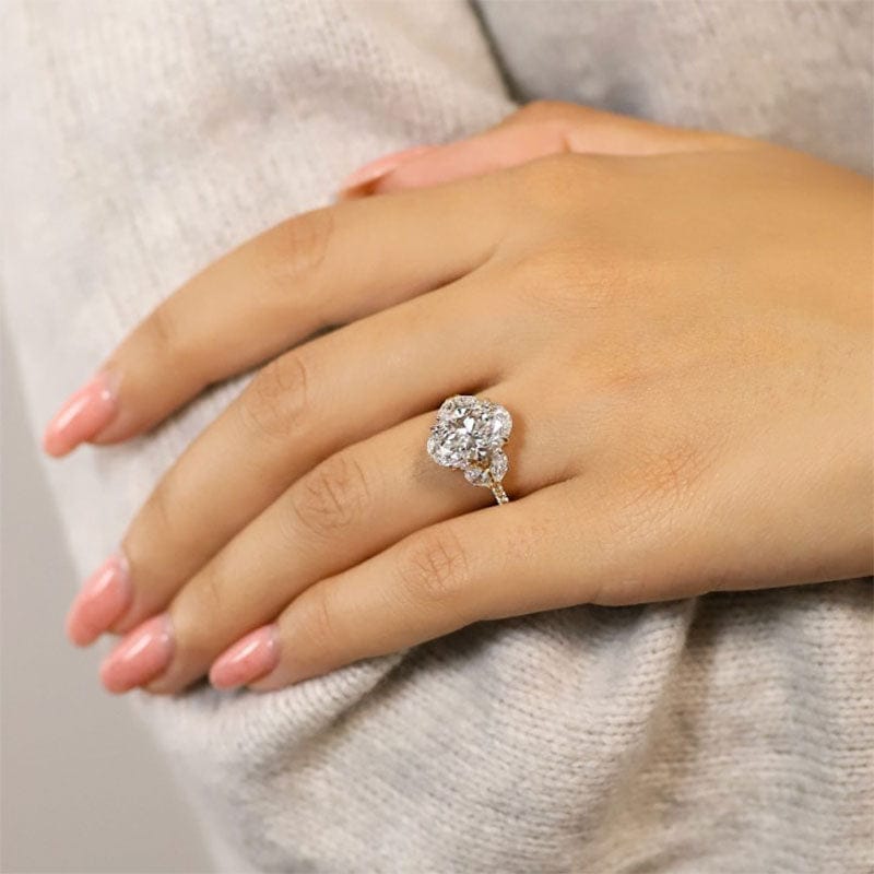 Customer photo review of Louily Sparkle Five Stone Yellow Gold Oval Cut Engagement Ring In Sterling Silver