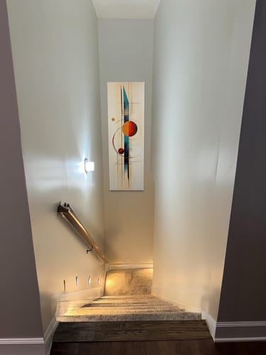 Customer photo review of Tall Narrow Mid Century Modern Geometric Vertical Framed Canvas Wall Art