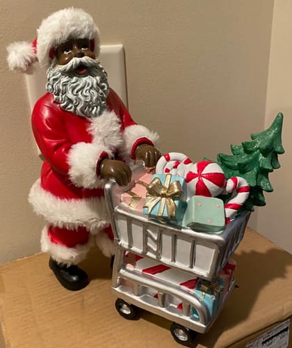 Customer photo review of MR.Claus With A Shopping Cart - Hand Crafted Resin Sculpture- Holiday Decor