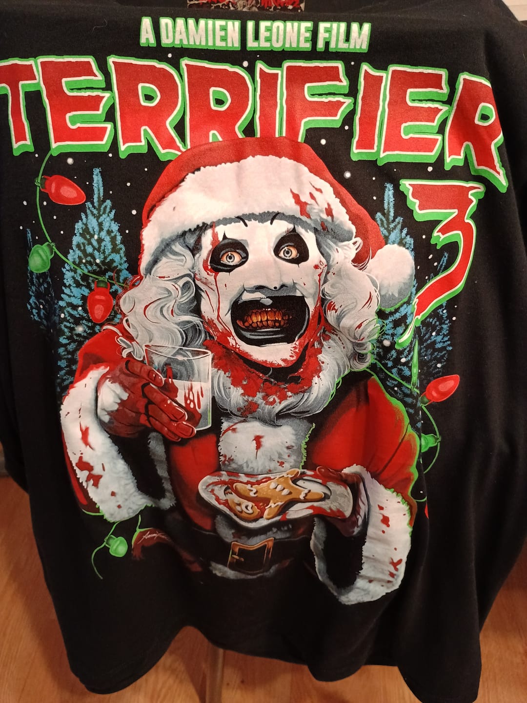 Customer photo review of Terrifier 3 Milk And Carnage T-Shirt
