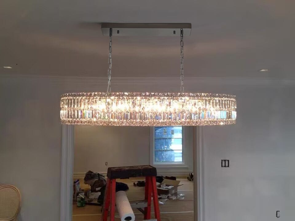 Customer photo review of 10-Light Crystal Oval Island Chandelier