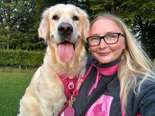 Customer photo review of 1/4 Zip Fleece - Walkies Ready® Fleece - Charcoal/Pink
