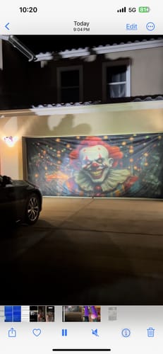 Customer photo review of Terrifying Clown Carnival Frights Garage Door Cover Banner Wrap - Decor Your Door