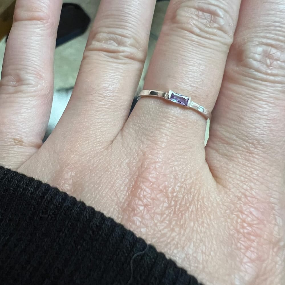 Customer photo review of Baguette Birthstone Ring