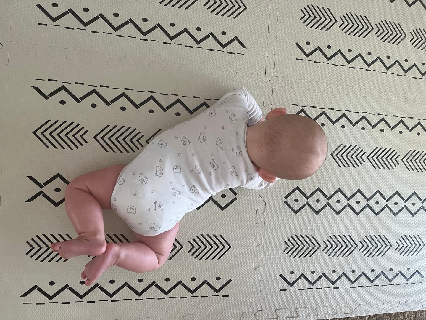Customer photo review of Tribal pattern in cream white play mat