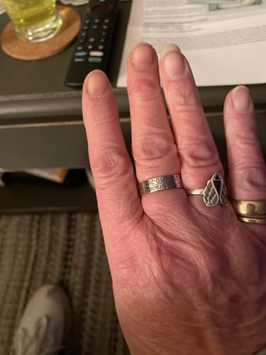 Customer photo review of Personalized Wings Memorial Rings Set of 2 Stacking Ring