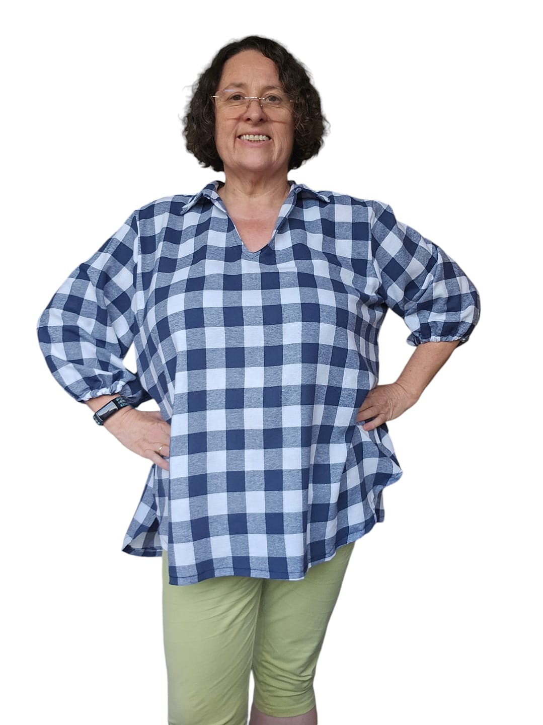 Customer photo review of Blue and Ivory Checkered Brushed Cotton Fabric