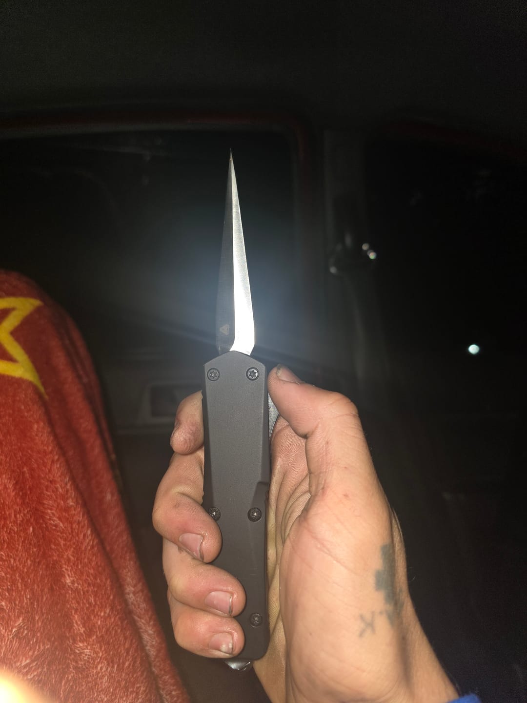 Customer photo review of Black Ghost OTF Knife - Hornet Blade