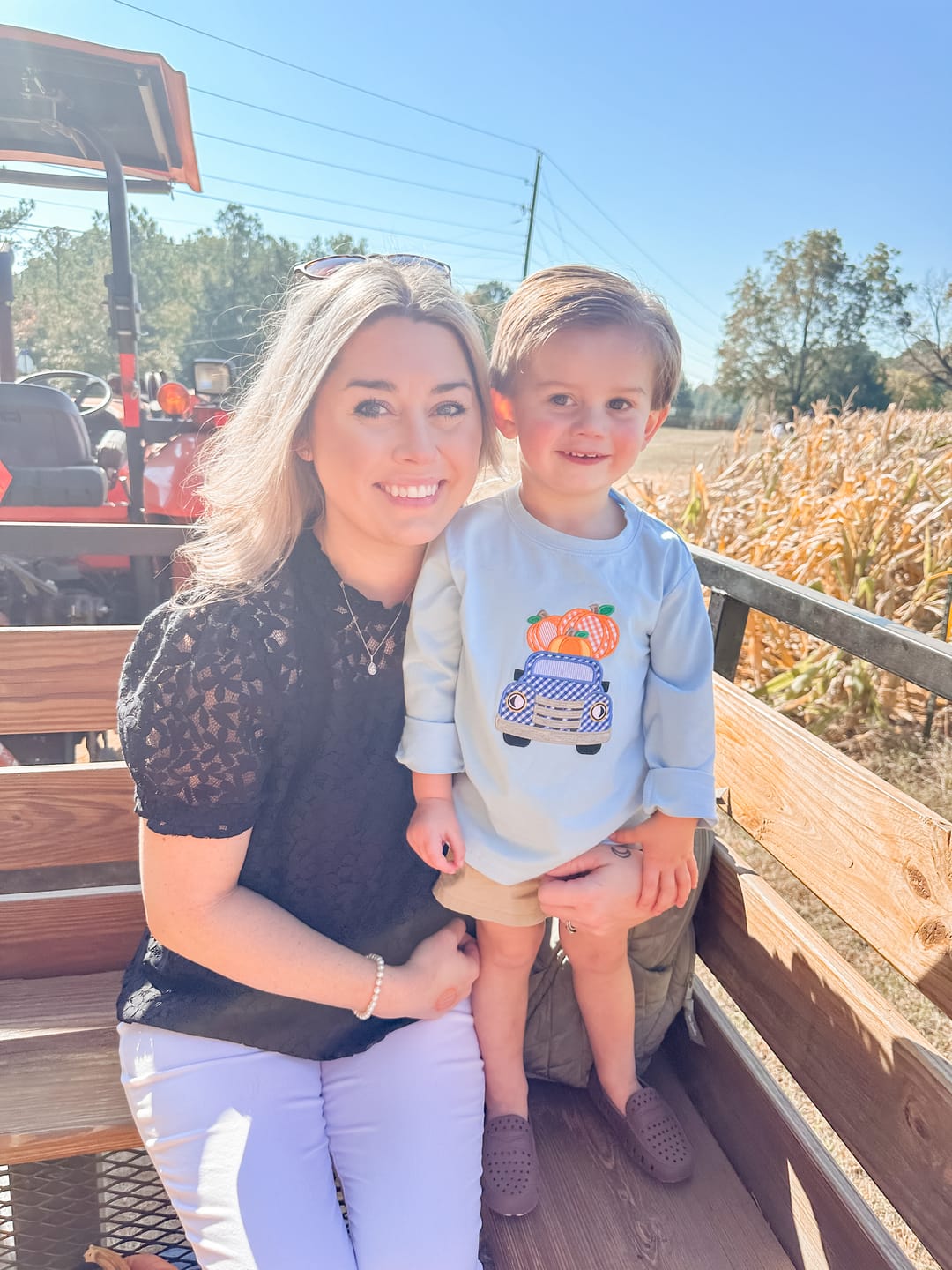 Customer photo review of Pumpkin Truck Light Blue Long Sleeve Shirt