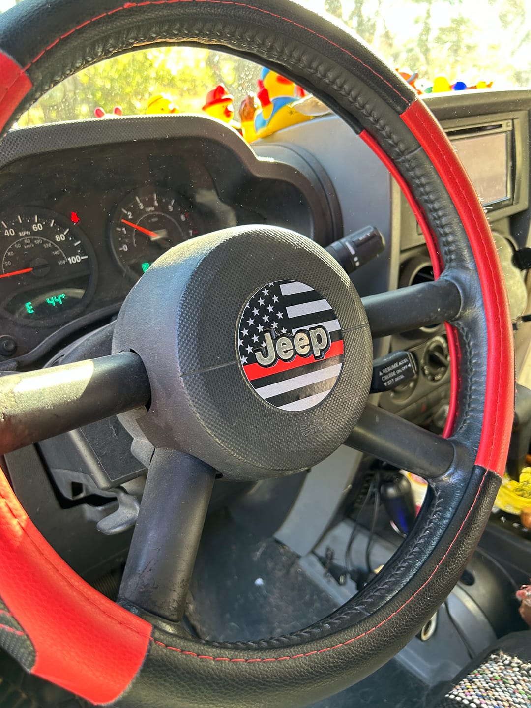 Customer photo review of First Responder Flag Steering Wheel Decal for Jeep