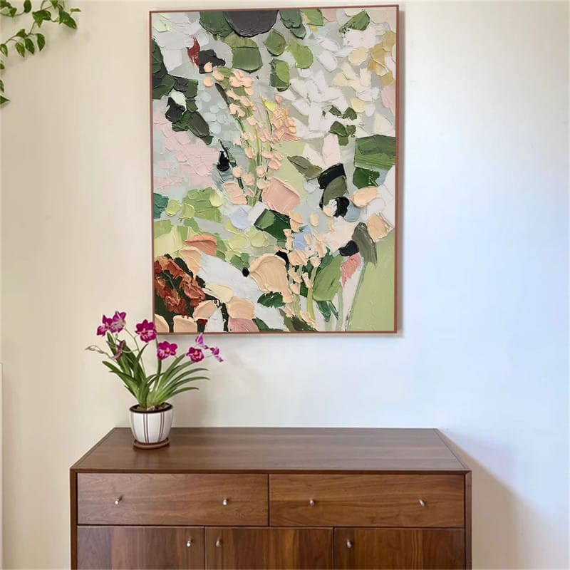 Customer photo review of Green Flower Textured Painting Canvas #FP017