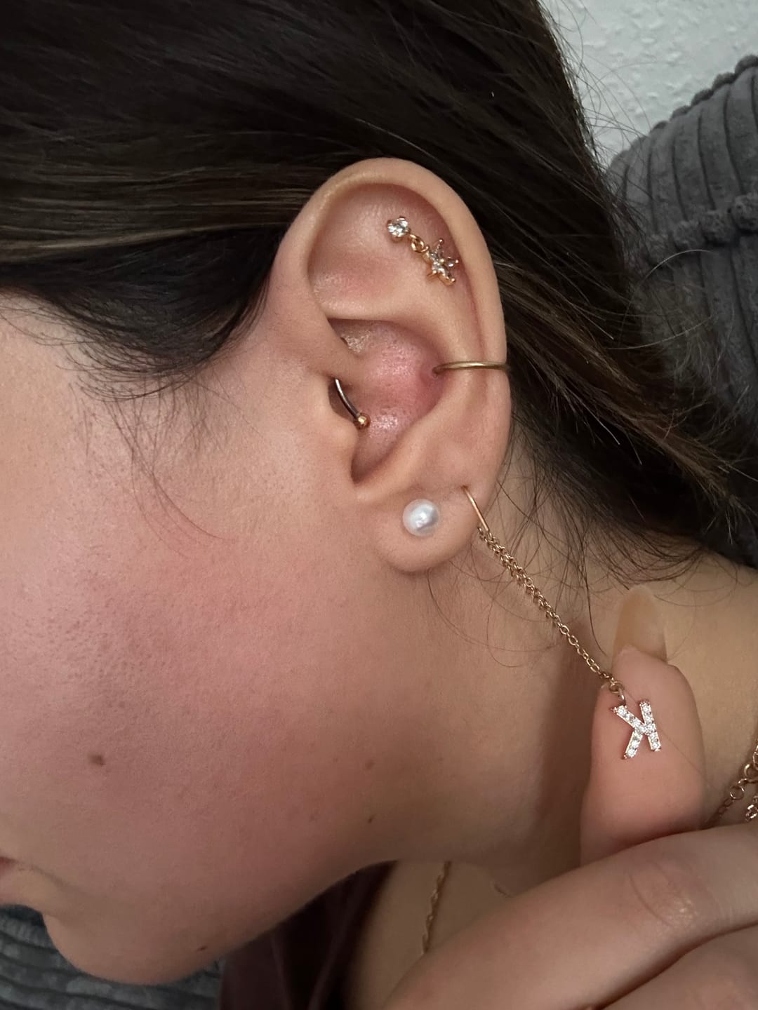 Customer photo review of Letter Ohrhänger | 18K vergoldet