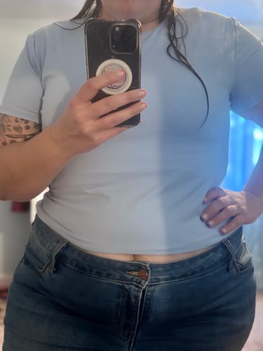 Customer photo review of ELLA Baby Blue Contouring Tee
