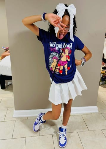 Customer photo review of Racer Blue White Dunk Low DopeSkill T-Shirt Hold My Own Graphic
