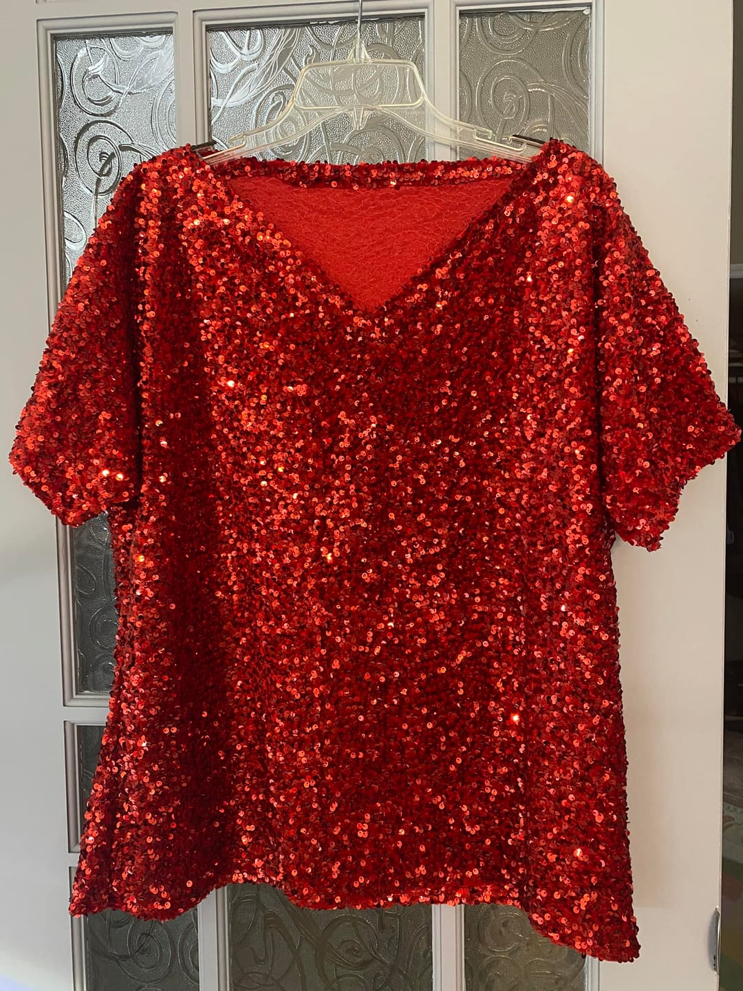 Customer photo review of Red Sequin on Velvet