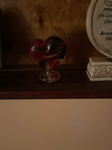 Customer photo review of Glass Heart with Cremains - Standing