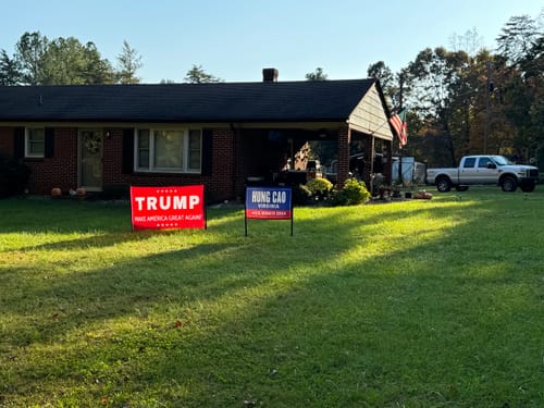 Customer photo review of Hung Cao For Virginia U.S. Senate Banner Sign, 13 oz Waterproof US Senate 2024 Vote Election 2024 Vinyl Banner With Metal Grommets