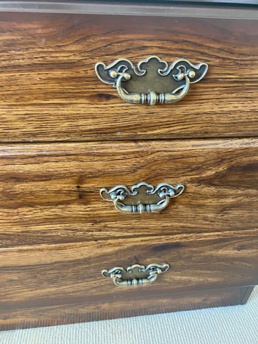 Customer photo review of 130mm long antique drawer handle with swing pull (pre-Loved)