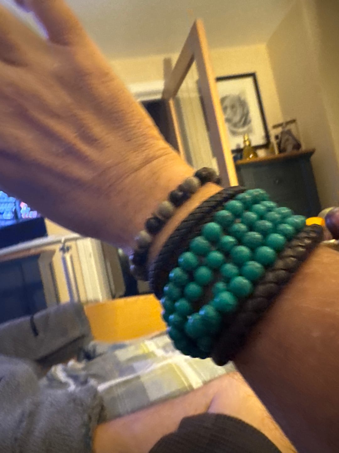 Customer photo review of Buddha Stones Tibetan Turquoise Healing Mala Bracelet