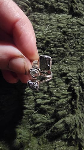 Customer photo review of RARE: Moldavite, Pakimer Diamond, Meteorite Ring 🛸✨
