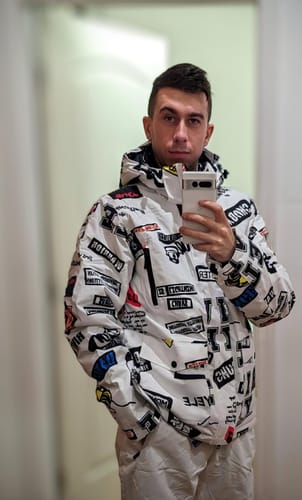 Customer photo review of Men Graffiti Graphic Ski Jacket & Pants Set