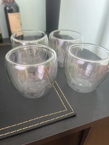 Customer photo review of Double-Wall Glass Coffee Mugs