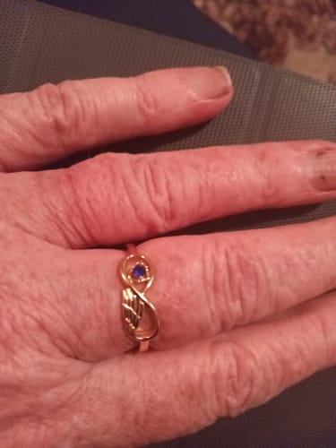 Customer photo review of Personalized Infinity Angel Wing Memorial Birthstone Ring